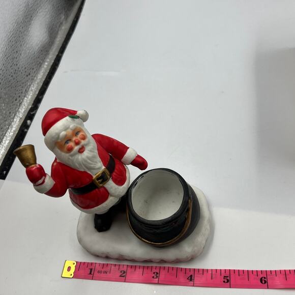 Vintage Ceramic Santa Claus Tea Light Candle Holder Christmas Decor Figurine MCM - Picture 3 of 9
